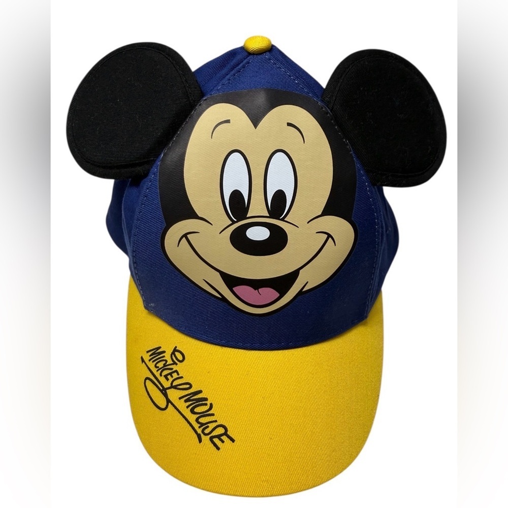 DISNEY MICKEY MOUSE 3D EARS SNAPBACK HAT JUNIOR BLUE AND YELLOW ADJUSTABLE CAP